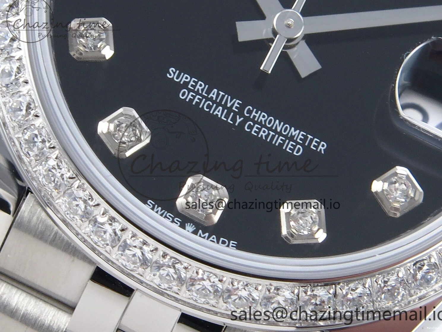 MiroTime 0205 Vibrant DateJust 31 278384RBR ARF 1:1 Best Edition 904L Steel Black Diamonds Dial Diamonds Bezel on SS Jubilee Bracelet ETA 457